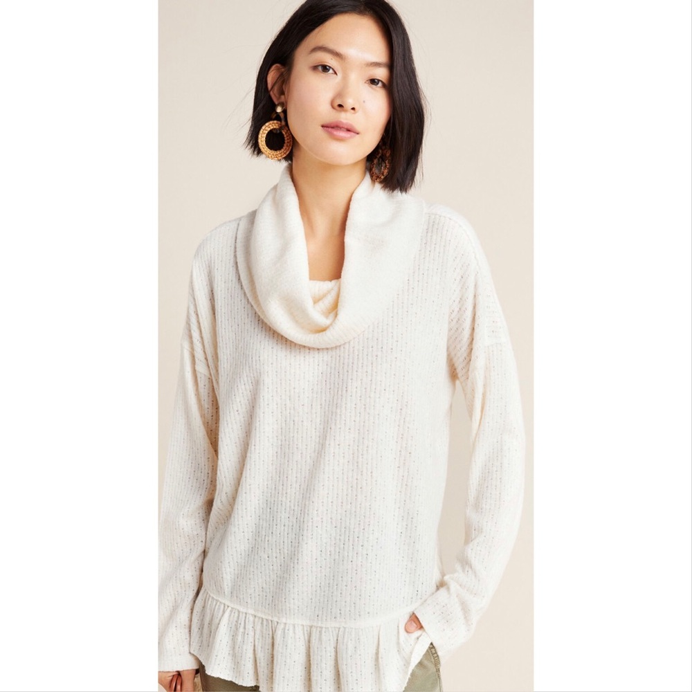 Anthropologie Maeve Addie ruffled hacci pullover